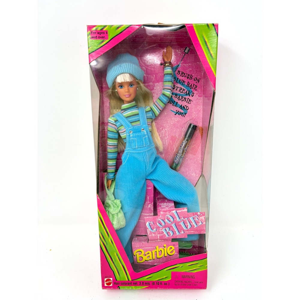 Vintage 1997 Cool Blue Barbie Doll Mattel 20122 Blue Hair Streaks NIB New